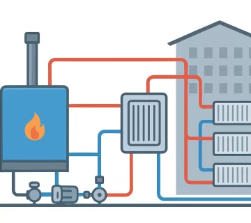 طراحی سیستم کامل دیگ آب داغ برای ساختمان‌های بزرگ