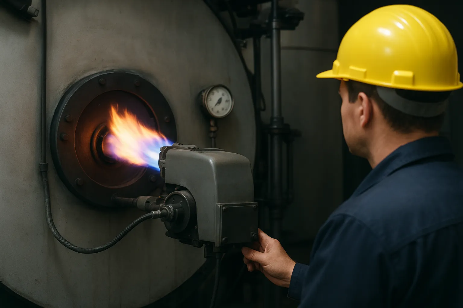 بررسی عملکرد مشعل دیگ بخار و تنظیم شعله