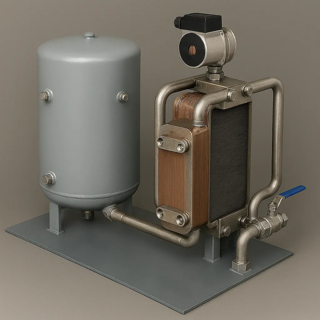 تجهیزات گرمایشی با دیگ روغن داغ و مبدل صفحه‌ای