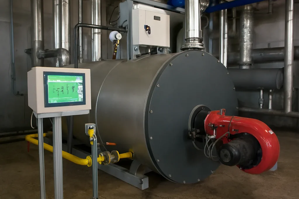 نصب حسگرهای دما و فشار روی دیگ آب داغ
