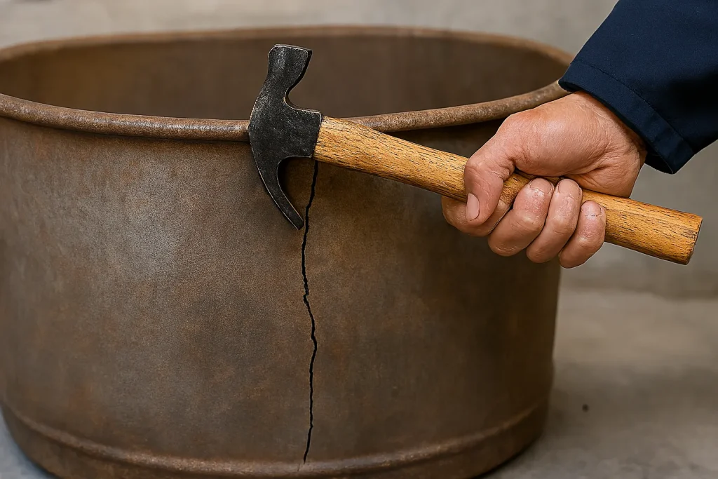 بازرسی ترک بدنه دیگ پخت ضایعات