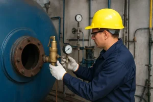 تست ایمنی و کارکرد شیر فشارشکن در دیگ آب داغ