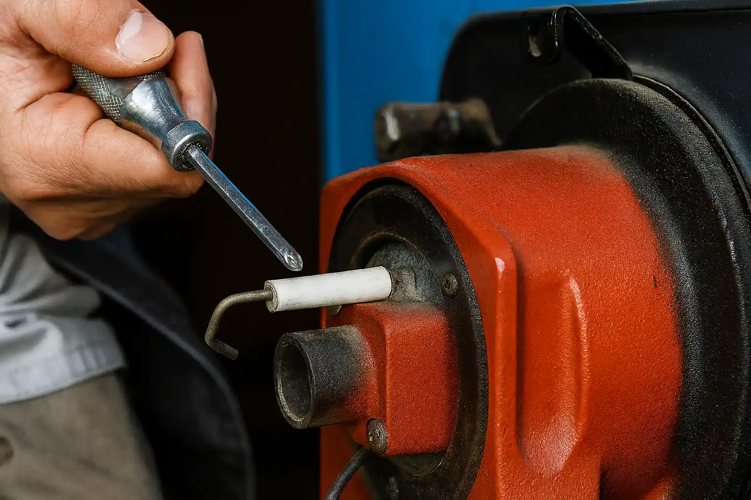 تعویض الکترود جرقه‌زن در مشعل دیگ بخار