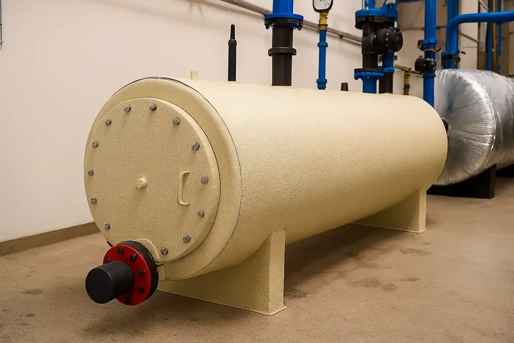 نمای نزدیک از عایق حرارتی دیگ آب داغ