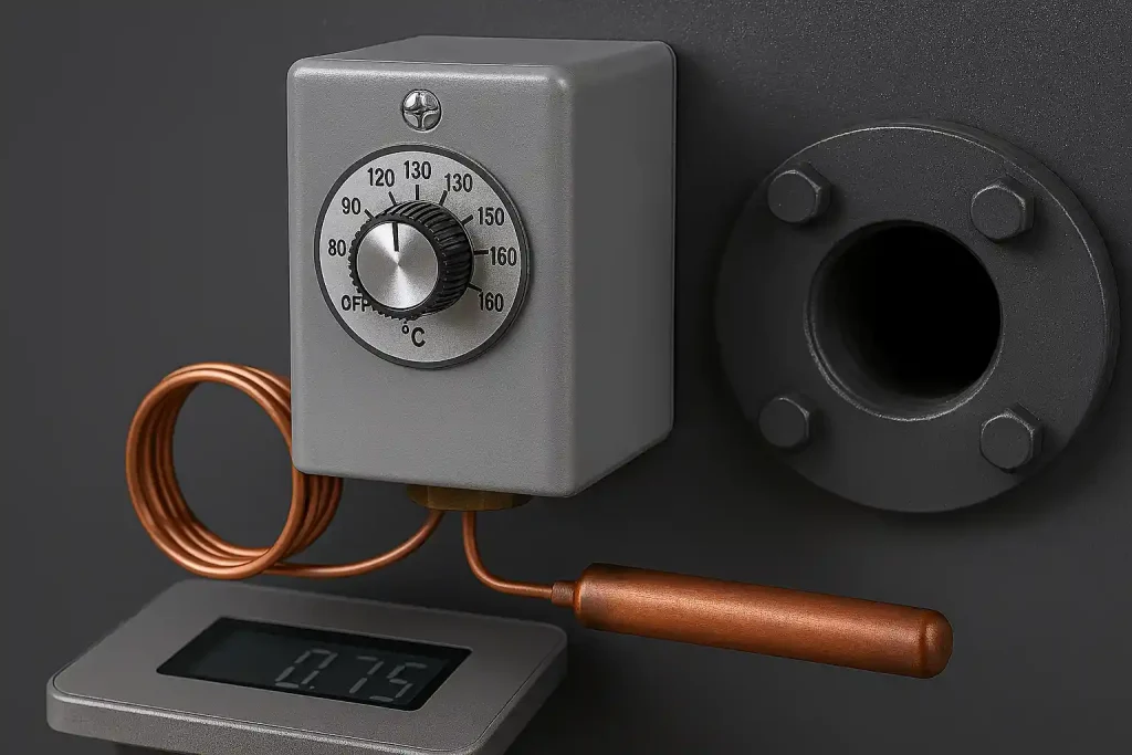 نمای نزدیک پروب سنسور اکوستات نصب شده در دیگ بخار