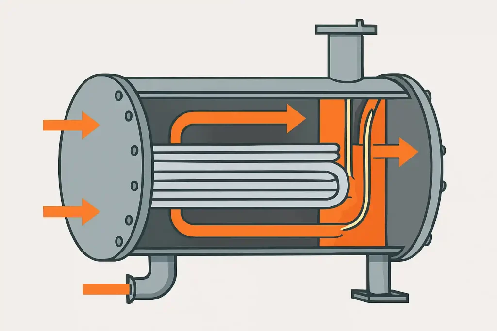 محفظه احتراق و عبور گازهای داغ در دیگ روغن داغ
