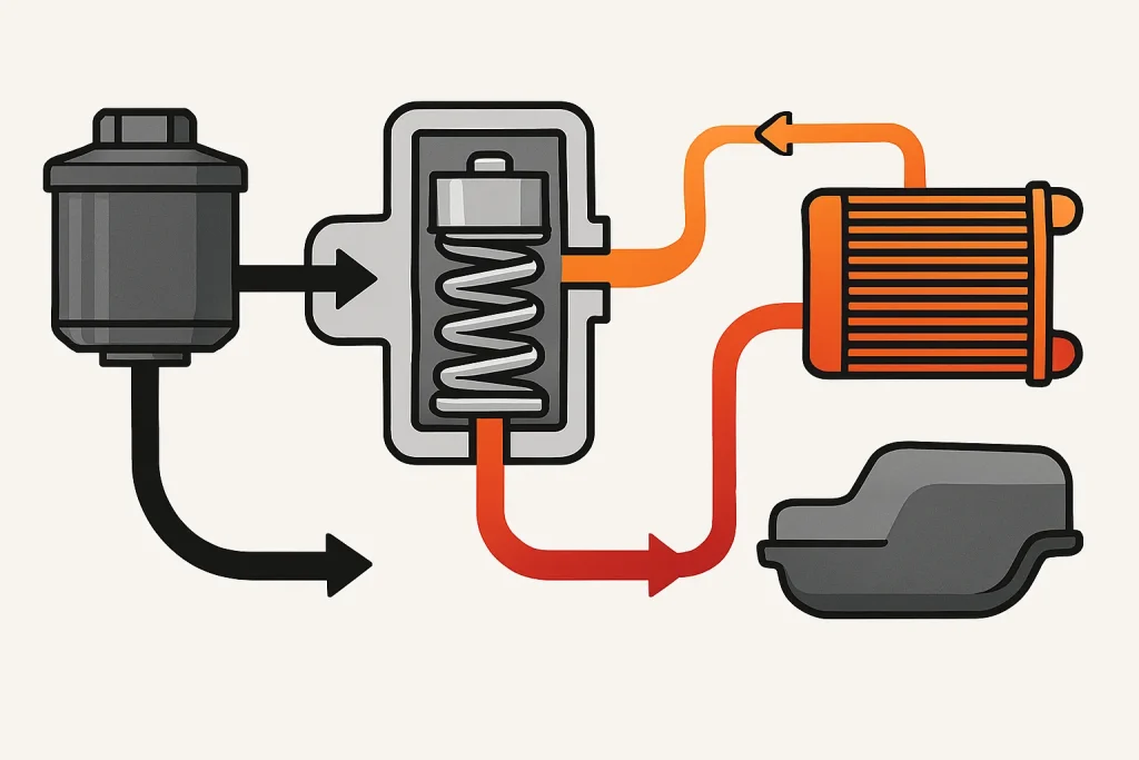 مسیر جریان روغن در سیستم بای‌پس و خنک‌کننده
