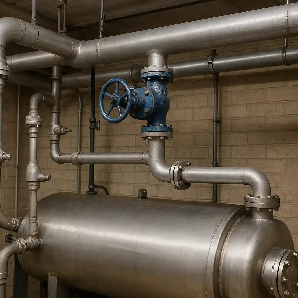 لولهکشی بخار دیگ پخت ضایعات در تاسیسات صنعتی