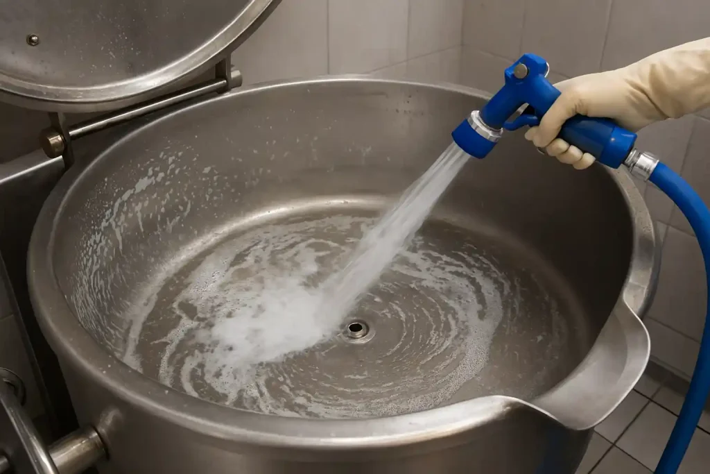 مراحل شستشوی استاندارد دیگ پخت صنعتی