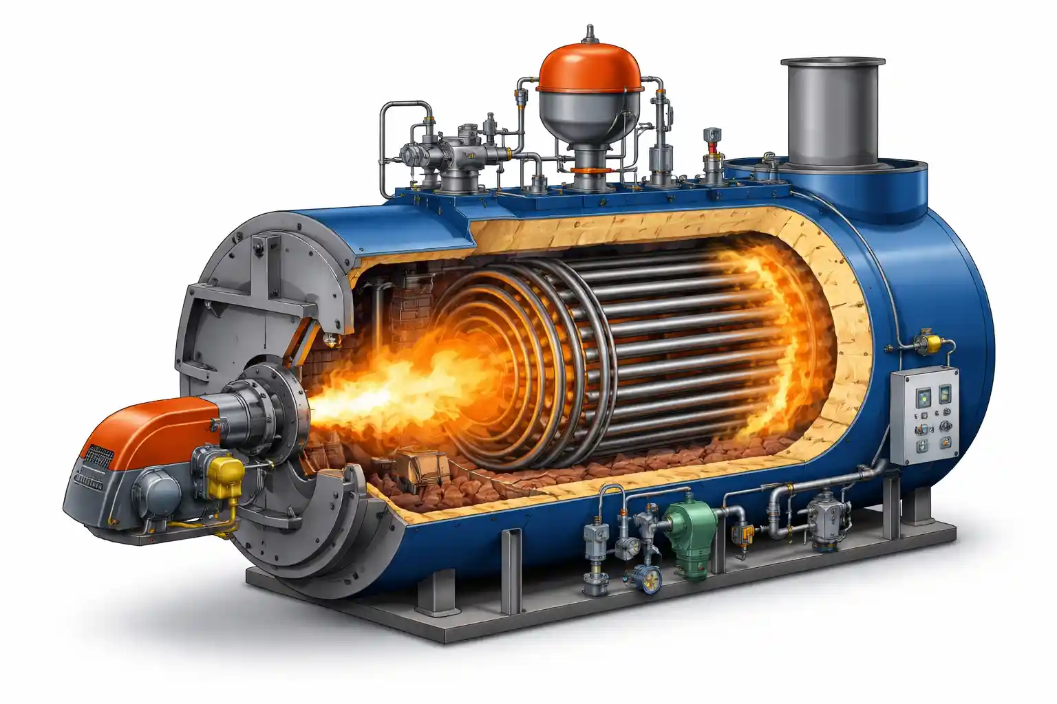 ساختار داخلی دیگ روغن داغ و عملکرد هر بخش