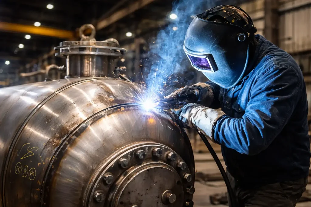 جوشکاری مخزن تحت فشار با رعایت استاندارد ASME و کنترل کیفیت