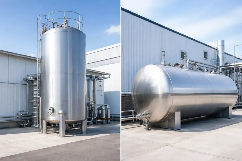مقایسه مخزن عمودی و افقی در کاربردهای صنعتی