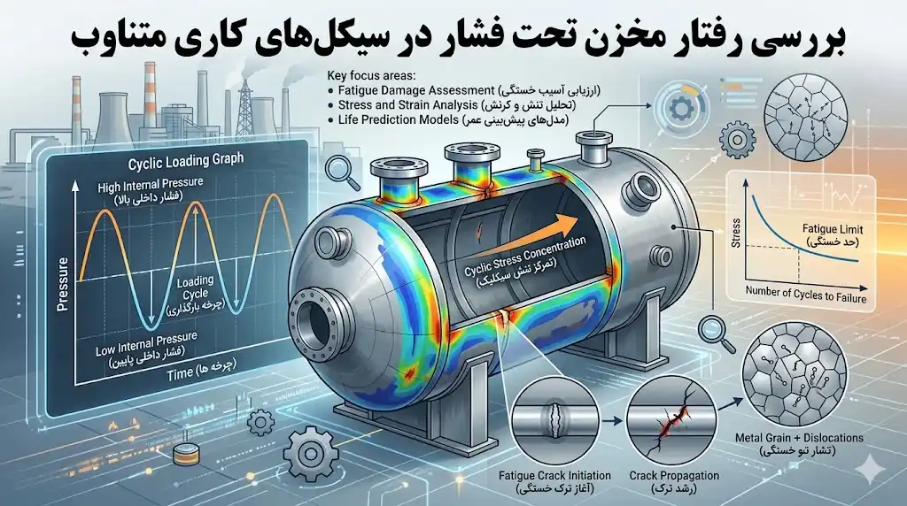 بررسی رفتار مخزن تحت فشار در سیکل‌های کاری متناوب